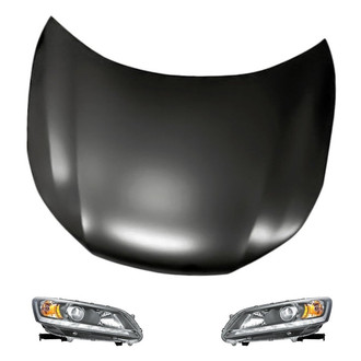 Replacement - 3-Piece Kit (Driver and Passenger Side Headlights, Hood Panel) (CAPA Certified)