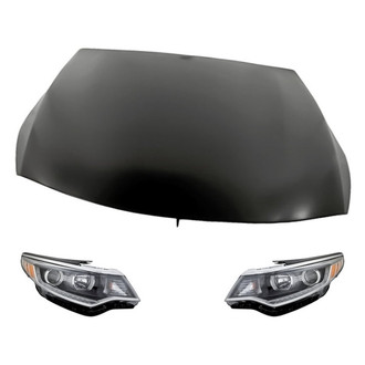 Replacement - 3-Piece Kit (Driver and Passenger Side Headlights, Hood Panel)