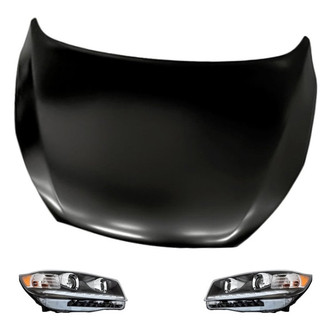 Replacement - 3-Piece Kit (Driver and Passenger Side Headlights, Hood Panel) (CAPA Certified)