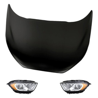Replacement - 3-Piece Kit (Driver and Passenger Side Headlights, Hood Panel) (CAPA Certified)