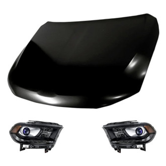 Replacement - 3-Piece Kit (Driver and Passenger Side Headlights, Hood Panel) (CAPA Certified)