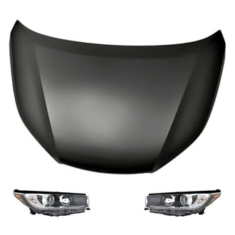 Replacement - 3-Piece Kit (Driver and Passenger Side Headlights, Hood Panel) (CAPA Certified)