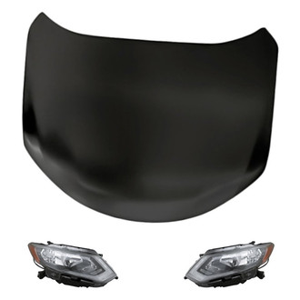 Replacement - 3-Piece Kit (Driver and Passenger Side Headlights, Hood Panel) (CAPA Certified)