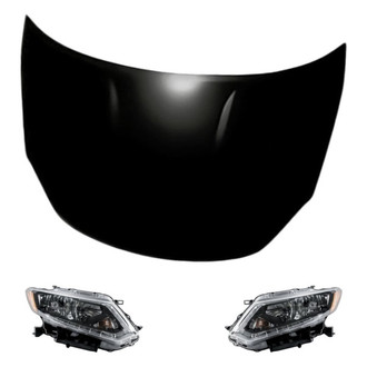 Replacement - 3-Piece Kit (Driver and Passenger Side Headlights, Hood Panel) (CAPA Certified)