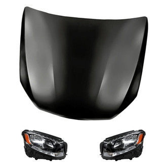Replacement - 3-Piece Kit (Driver and Passenger Side Headlights, Hood Panel) (CAPA Certified)