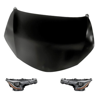 Replacement - 3-Piece Kit (Driver and Passenger Side Headlights, Hood Panel) (CAPA Certified)