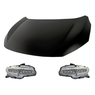 Replacement - 3-Piece Kit (Driver and Passenger Side Headlights, Hood Panel) (CAPA Certified)