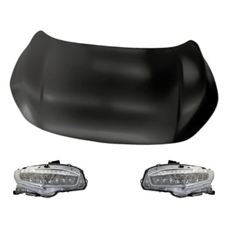 Replacement - 3-Piece Kit (Driver and Passenger Side Headlights, Hood Panel) (CAPA Certified)
