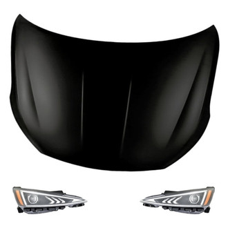 Replacement - 3-Piece Kit (Driver and Passenger Side Headlights, Hood Panel) (CAPA Certified)