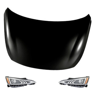 Replacement - 3-Piece Kit (Driver and Passenger Side Headlights, Hood Panel) (CAPA Certified)