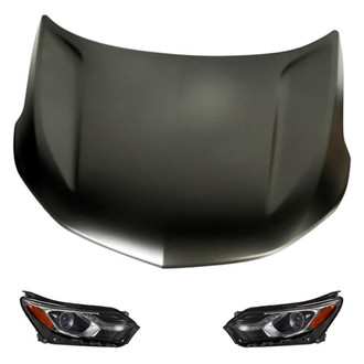 Replacement BNDL-217214 - 3-Piece Kit (Driver and Passenger Side Headlights, Hood Panel) (CAPA Certified)