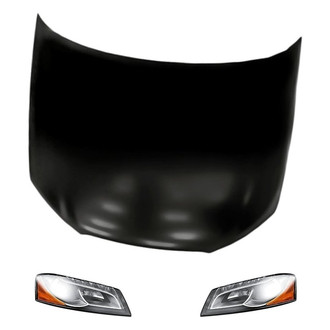 Replacement - 3-Piece Kit (Driver and Passenger Side Headlight Lenses and Housings, Hood Panel) (Standard Line)