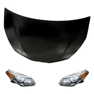 Replacement - 3-Piece Kit (Driver and Passenger Side Headlight Lenses and Housings, Hood Panel) (Standard Line)