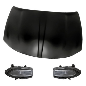 Replacement - 3-Piece Kit (Driver and Passenger Side Headlights, Hood Panel) (Standard Line)