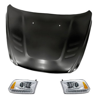 Replacement - 3-Piece Kit (Driver and Passenger Side Headlights, Hood Panel) (Standard Line)