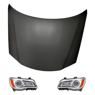 Replacement - 3-Piece Kit (Driver and Passenger Side Headlights, Hood Panel) (Standard Line)