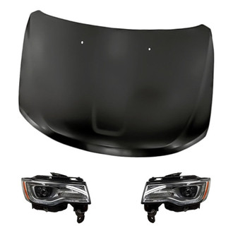 Replacement - 3-Piece Kit (Driver and Passenger Side Headlights, Hood Panel)