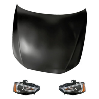 Replacement - 3-Piece Kit (Driver and Passenger Side Headlights, Hood Panel) (Standard Line)