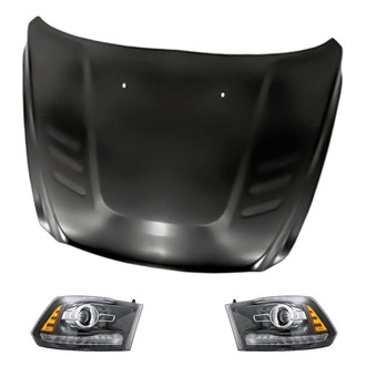 Replacement - 3-Piece Kit (Driver and Passenger Side Headlights, Hood Panel) (Standard Line)