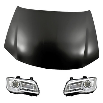 Replacement - 3-Piece Kit (Driver and Passenger Side Headlights, Hood Panel) (Standard Line)