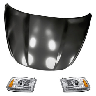 Replacement - 3-Piece Kit (Driver and Passenger Side Headlights, Hood Panel) (Standard Line)
