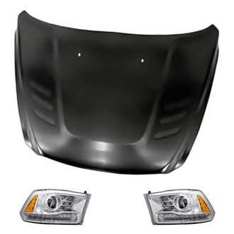 Replacement - 3-Piece Kit (Driver and Passenger Side Headlights, Hood Panel) (Standard Line)