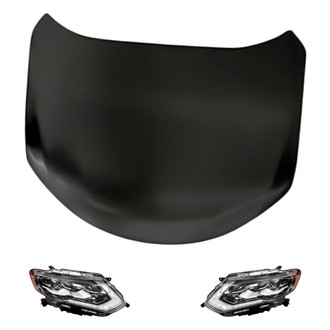Replacement - 3-Piece Kit (Driver and Passenger Side Headlights, Hood Panel) (Standard Line)