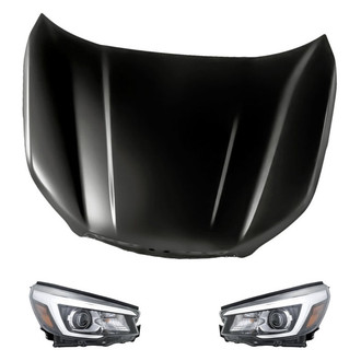Replacement - 3-Piece Kit (Driver and Passenger Side Headlights, Hood Panel) (Standard Line)