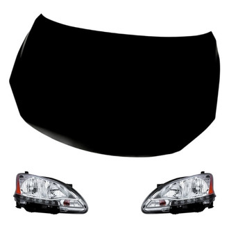 Replacement - 3-Piece Kit (Driver and Passenger Side Headlights, Hood Panel) (Standard Line)