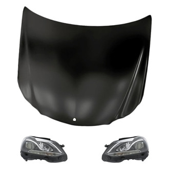 Replacement - 3-Piece Kit (Driver and Passenger Side Headlights, Hood Panel) (Standard Line)