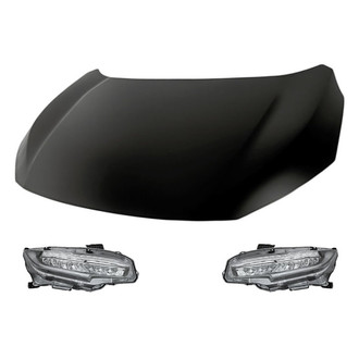 Replacement - 3-Piece Kit (Driver and Passenger Side Headlights, Hood Panel) (Standard Line)