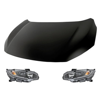 Replacement - 3-Piece Kit (Driver and Passenger Side Headlights, Hood Panel) (Standard Line)
