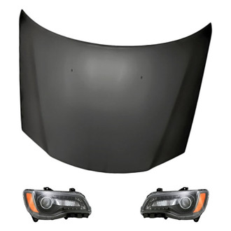 Replacement - 3-Piece Kit (Driver and Passenger Side Headlights, Hood Panel) (Standard Line)