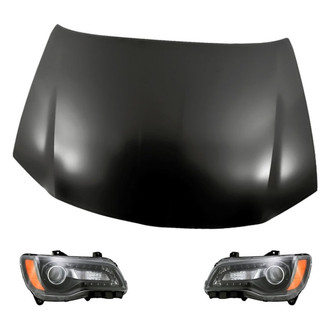 Replacement - 3-Piece Kit (Driver and Passenger Side Headlights, Hood Panel) (Standard Line)