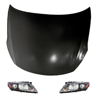 Replacement - 3-Piece Kit (Driver and Passenger Side Headlights, Hood Panel) (Standard Line)