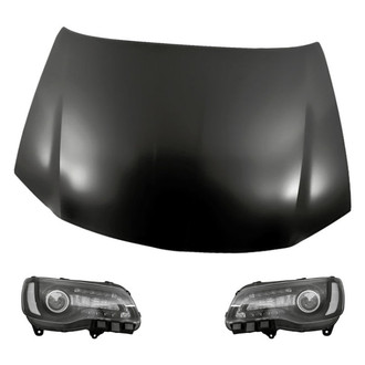 Replacement - 3-Piece Kit (Driver and Passenger Side Headlights, Hood Panel) (Standard Line)