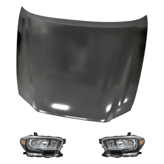 Replacement - 3-Piece Kit (Driver and Passenger Side Headlights, Hood Panel) (Standard Line)
