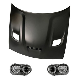 Replacement - 3-Piece Kit (Driver and Passenger Side Headlights, Hood Panel) (Standard Line)