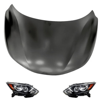 Replacement - 3-Piece Kit (Driver and Passenger Side Headlights, Hood Panel) (Standard Line)