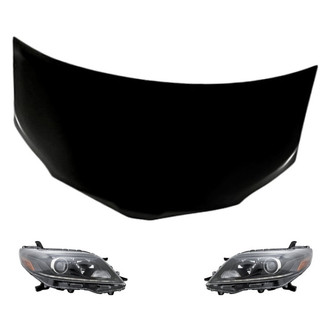 Replacement - 3-Piece Kit (Driver and Passenger Side Headlights, Hood Panel) (Standard Line)