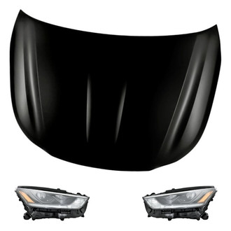 Replacement - 3-Piece Kit (Driver and Passenger Side Headlights, Hood Panel) (Standard Line)