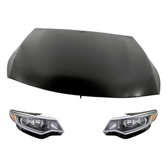 Replacement - 3-Piece Kit (Driver and Passenger Side Headlights, Hood Panel) (Standard Line)