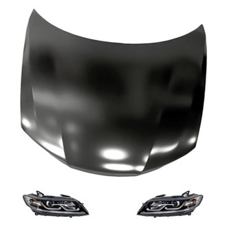 Replacement - 3-Piece Kit (Driver and Passenger Side Headlights, Hood Panel) (Standard Line)