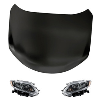 Replacement - 3-Piece Kit (Driver and Passenger Side Headlights, Hood Panel) (Standard Line)