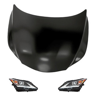 Replacement BNDL-217536 - 3-Piece Kit (Driver and Passenger Side Headlights, Hood Panel) (Standard Line)