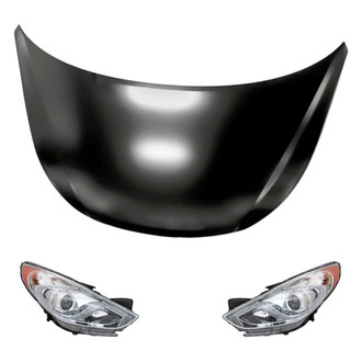 Replacement - 3-Piece Kit (Driver and Passenger Side Headlights, Hood Panel) (CAPA Certified)