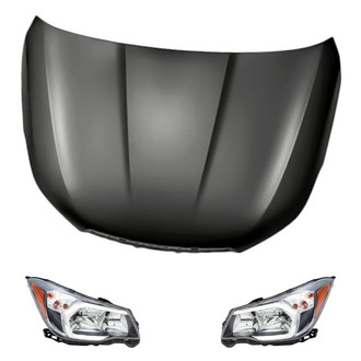 Replacement - 3-Piece Kit (Driver and Passenger Side Headlights, Hood Panel) (Standard Line)