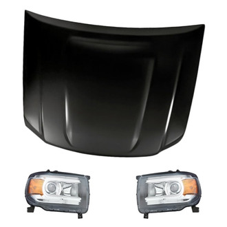 Replacement - 3-Piece Kit (Driver and Passenger Side Headlights, Hood Panel) (Standard Line)
