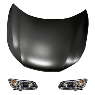 Replacement - 3-Piece Kit (Driver and Passenger Side Headlights, Hood Panel) (CAPA Certified)