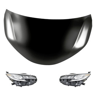Replacement - 3-Piece Kit (Driver and Passenger Side Headlights, Hood Panel) (CAPA Certified)